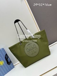全新🌸Tory Burch Ella Tote 綠色 尼龍 托特包 單肩包 大容量