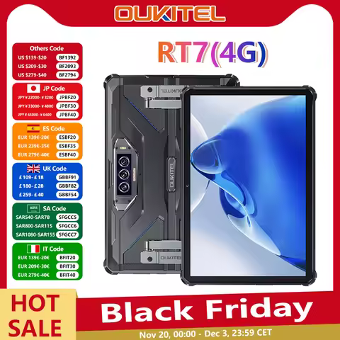 Oukitel RT7 TITAN 4G Rugged Tablet 10.1" FHD+ 32000mAh 8GB+256GB Android 13 Tablet MT8788 32MP+48MP 