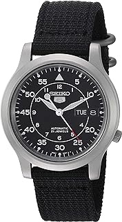 SNK809 Seiko 5 Automatic Stainless Steel Watch with Black Canvas Strap