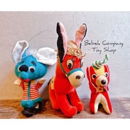 1960 Japan 日本製🇯🇵三個合售 昭和 玩偶 手工娃娃 古董娃娃 古董玩具 小毛驢 老鼠 狗狗 大江戶古董