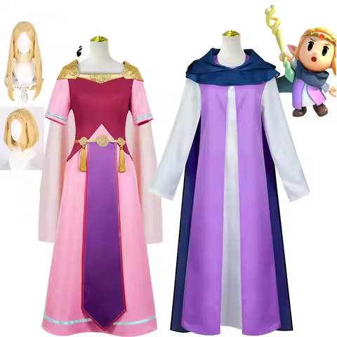 Pink Princess Dress Cosplay Zelda Custume Wig Game Echoes of Wisdom Women Dress Cloak Outfit Hallowe