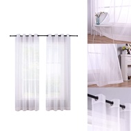O2P.K.YO-Sheer Curtains White Grommet Set of 2 Panels Window Sheer Semi Drapes Polyester Look Voile
