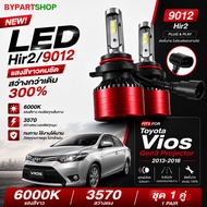 LED Headlight Bulb HIR2/9012 6000K Toyota Vios 2013-2016 Gen3 Projector 1 Pair White Light Super Bri