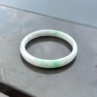 天然翡翠 緬甸 A玉 玉鐲 • 白底青幼條福鐲B