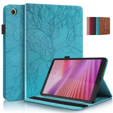 Tablet Funda For Lenovo Tab One 8.7 Case TB305FU TB305XU Emboss Tree Wallet Stand Cover For Lenovo T