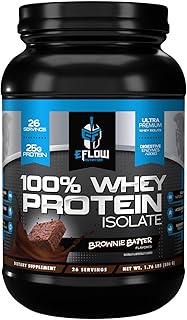 eFlow Nutrition 100% Whey Protein Isolate - Gluten & Lactose-Free Dietary Supplement for Muscle Reco