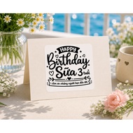 (NAME MILK)50 stickers note " HAPPY BIRTHDAY", seal "HAPPY BIRTHDAY" 5x5cm
