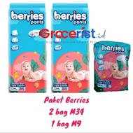 Berries Baby Diaper Pack 3BAG (M34/L30/XL26+M9/L8/XL7)