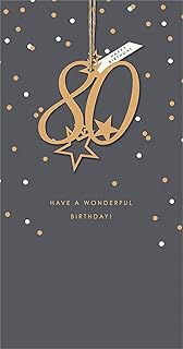 UK Greetings 80th Birthday Card - Raffia Design