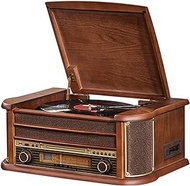 Record Player Vinyl Turntable With Speakers,USB MP3 Playback/Bluetooth/FM Radio/CD &amp; Cassette Player/Vinyl Records/SD Card Reader,Compatible With 18/25/30CM Records