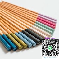 筷子SUNLIFE日本進口六角彩色兒童實木防滑筷子日式可機洗輕便寶寶筷