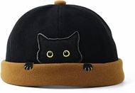 Cute Melon Cap Men Women Fashionable Street Cat Pattern Docker Cap Landlord Hat Kids Brimless Beanie