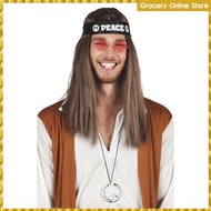 [Wishshopelxl] Hippy 60s 70s Headband Glasses Peace Necklace Fancy Dress Costume Accessory