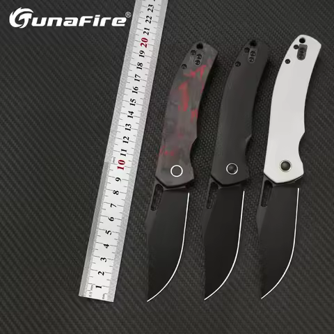 Tunafire 14C28N Steel Pocket Knife Carbon Fiber/G10 Handle EDC Outdoor Camping Folding Tactical Kniv
