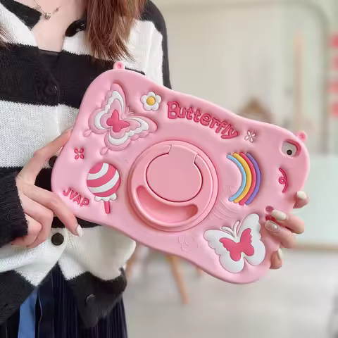 3D Rainbow Butterfly Bracket Soft Silicone Tablet Case For Samsung Galaxy Tab S6 A7 Lite A8 A9 Plus 