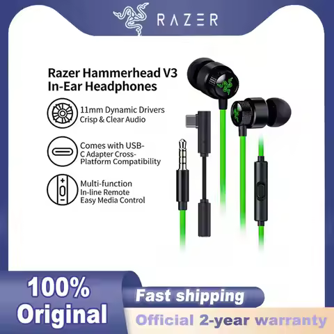 Razer Hammerhead V3 Wired headset Multi-Platform Earbuds For PS4,PC,Mac,Mobile,Xbox,Switch Gaming Ea