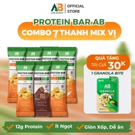 COMBO 7 Protein Bars 40g AB NUTRITION Provides 12g Protein 2.5g Fiber 160 Kcal, Less Sweet, Crispy, 