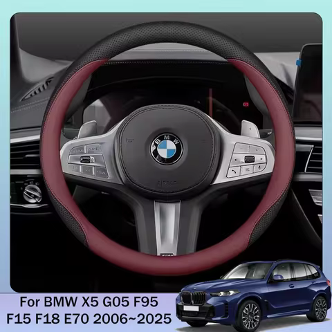 For BMW X5 iX5 G05 F95 F15 F18 E70 2006~2025 2023 2024 Car Steering Wheel Cover Anti-slip Scratch In