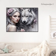 5D DIY Full Round Drill Partial AB Diamond Painting Gir Wolf Art Decor 65x50cm [Warmfamilyou.my]