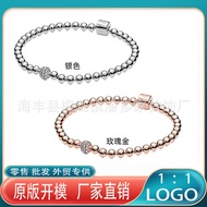 gelang couple gelang tangan lelaki gelang hitam lelaki Pandora White Copper s925 Rose Gold Beaded Pa