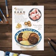 美食插畫 明信片 – 香菇雞湯