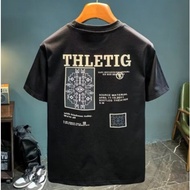 COD [THLETI Letter Pattern 100% Cotton Men] Comfortable Loose Round Neck Casual T-Shirt |   COD Kore