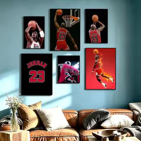God of Basketball Michael Jordan Poster Waterproof Wall Art Sticker For Bar Living Room Vintage Deco