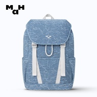 MAH กระเป๋าผ้ายีนส์ลายพรางกระเป๋าเป้สะพายหลังชุดสีล้วนแบบมีเชือกรูดกระเป๋าใส่แล็ปท็อปความจุมากสำหรับ
