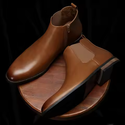 Chelsea Boots Men 2026 Retro Comfortable Fashion Brand Leather Boots