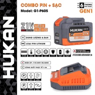Combo Pin Sạc HUKAN G1-P605 Pin 15cell 6A Kèm Sạc 1.5A Chân Pin Phổ Thông