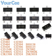 50pcs CJ2310 2N7002K 2N7002 BSS138 CJ3400 CJ3402 CJ2306 CJ2304 CJ2312 CJ2302 CJ3134K SOT-23 N-channe