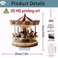 Christmas Carousel Decoration - 2D Festive Village House for Holiday Decor