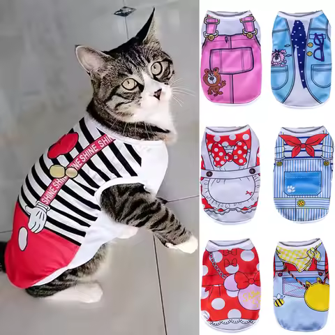 Sweet Print Sphynx Cat Clothes Costume Summer Pet Vest for Cats Gotas Rabbit Persian Kitten mascotas