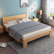 {SG Sales}HDB Bed Bedframe Wooden Bed Queen King Bed Storage Bed Frame Nordic Solid Wood Bed Home Bedroom Furniture 1.8 M Double Bed