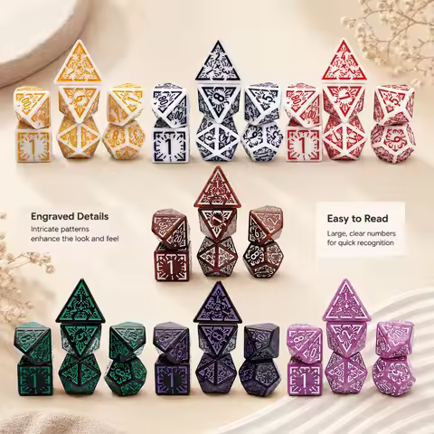 7PCS/set Multi-sided Dice New Textures Pattern Games Dice for DnD RPG Games Family Party Funny Table