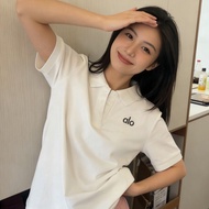 Alo High-end Embroidered POLO Shirt Women Slim Versatile Summer Top