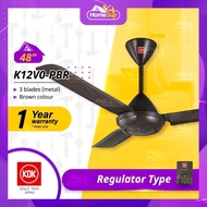 KDK K12v0-pbr Ceiling Fan – 48 Inch Metal Blade, 5-Speed Regulator, Brown (1 Unit) | Kipas Siling