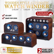 Wooden Automatic Watch Winder w/ LED Light + Silent Operation &amp; Anti-Magnetic Technology - 2/4/6