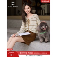 Chanel Striped Sweater Women 2025 Autumn New Style Lazy Hollow Long Sleeve Loose Laced-Up Blouse Swe