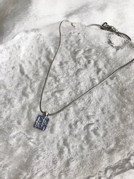 【日本直送 名牌中古包】Christian Dior 克裡斯汀‧迪奧 蒙田項鍊 銀×藍 方形 5g8x5z