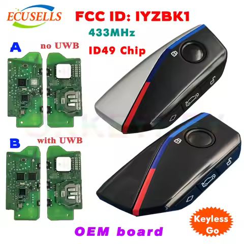 Ecusells 4 Buttons Smart Keyless Go Remote Key Fob 434MHZ ID49 Chip for BMW 2022-2024 2701A-BK1 FCC 