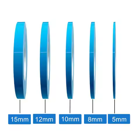 5/8/10/12/15mm (W) x 50m (L) Blue High Temperature Resistant Double Sided Adhesive Sticker for TV Ba