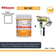7Litre Sissons Paint Masonry Emulsion 9102 Super White 7L (Interior Wall/Ceiling Paint)