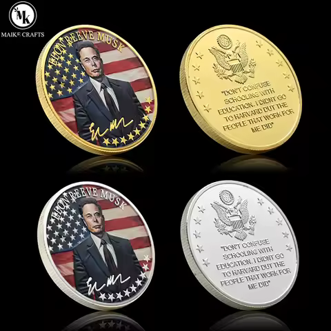 Elon Reeve Musk Commemorative Coin US Metal Challenge Coin Collectible Gift for Fans