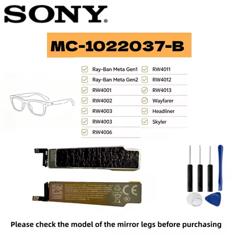 MC-1022037-B Battery 219mAh for RayBan Meta Gen 1 Gen 2 Wayfarer Headliner Skyler Optics RW4001/2/3/