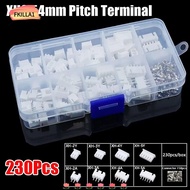FKILLAONE 230Pcs 2.54mm Pitch Terminal, Male And Female Housing Kit Pin Connector, XH2.54 4 Value 2p