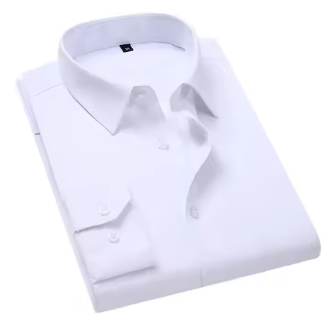 New Plus Size 6XL 7XL 8XL White Shirt Slim Solid Color Long-sleeved Shirt Business Casual Shirt Men'