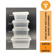 [READY STOCK] SQ250/SQ350/SQ450/SQ550 BEKAS EMPAT SEGI PLASTIC SQUARE CONTAINER 10PCS/50PCS PER PKT