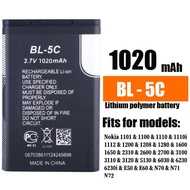 3.7V600/800/1020/1200mAh Battery BL-5C BL5C BL5C Rechargeable Batteries for Nokia1101 2280 2300  261