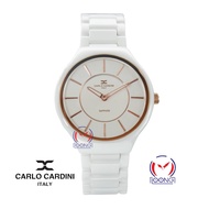 Carlo Cardini 502GC-WHT-1 Analog Ceramic Bracelet Japan Quartz Jam Unixex Watches 100% Original